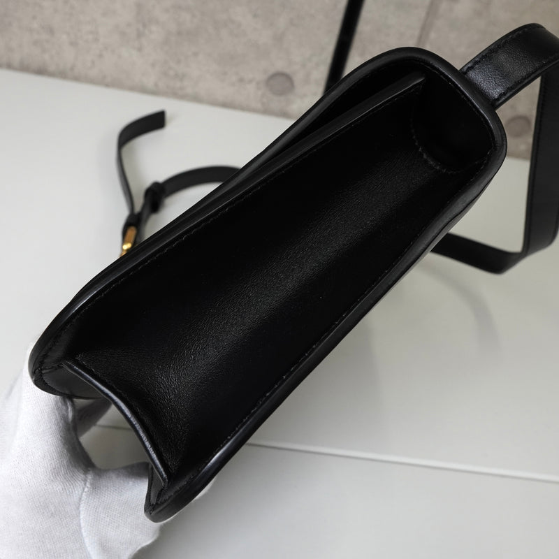 サンローラン サッチェル YSLロゴ レザー ショルダーバッグ ブラック
