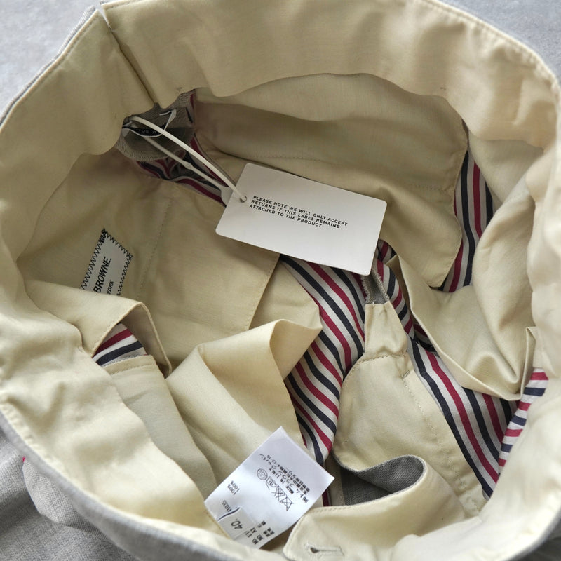 トムブラウン シルク混紡 サイドライン スラックス ライトグレー タグ付き未使用品