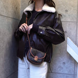 セリーヌ ミニ ブザス トリオンフ PVC / レザー ショルダーバッグ ブラック / ブラウン