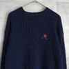 ポロ ゴルフ ラルフローレン ワンポイント ロゴ ケーブル編み ニット ネイビー