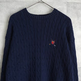 ポロ ゴルフ ラルフローレン ワンポイント ロゴ ケーブル編み ニット ネイビー