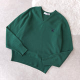 80's〜90's｜Logo Embroidery V-neck Wool Sweater｜Made in Scotland