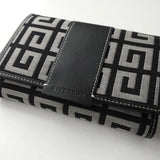 ジバンシィ ヴィンテージ Gロゴ キャンバス / レザー 二つ折り財布 グレー / ブラック 箱付き