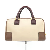 ロエベ アマソナ28 レザー バイカラー ハンドバッグ ベージュ / ブラウン