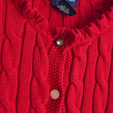 ポロ ラルフローレン フリル ケーブル編み コットン ニット カーディガン レッド レディース