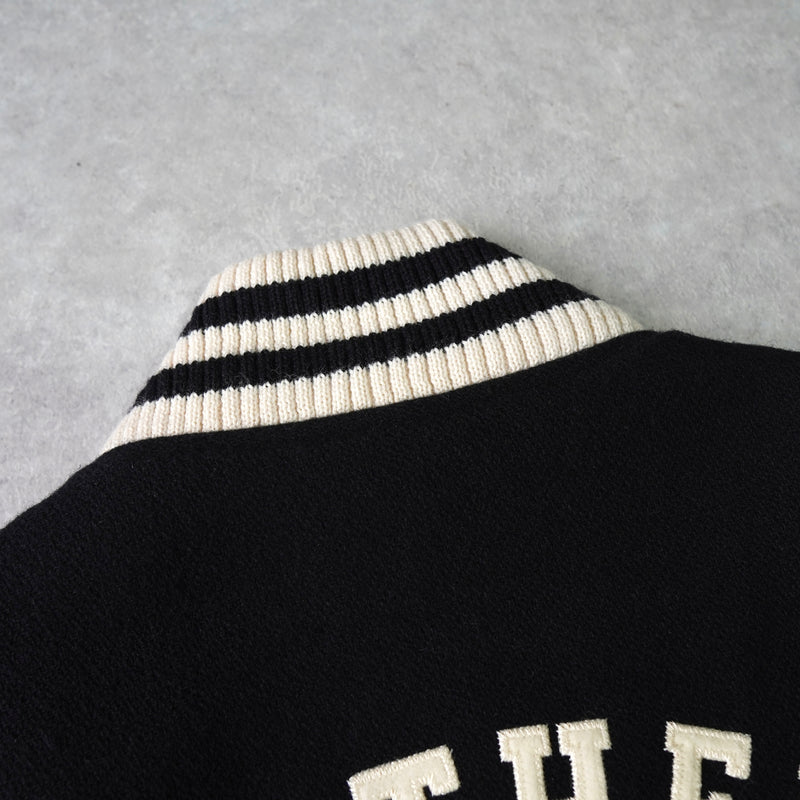 ヒステリックグラマー ガール ワッペン レザー切り替え ウール スタジャン ブラック