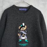 バーバリー ヴィンテージ テディベア 刺繍 ニット レディース グレー