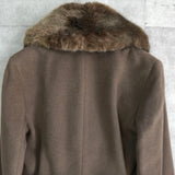 ローレン ラルフローレン カシミヤ混紡 ファー ウールコート ブラウン レディース