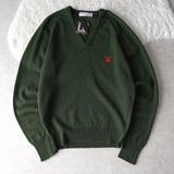 80's〜90's｜Logo Embroidery V-neck Sweater｜DEAD STOCK｜Made in Scotland