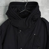 ポロ バイ ラルフローレン レザー切り替え フーデッド 中綿ジャケット コート ブラック