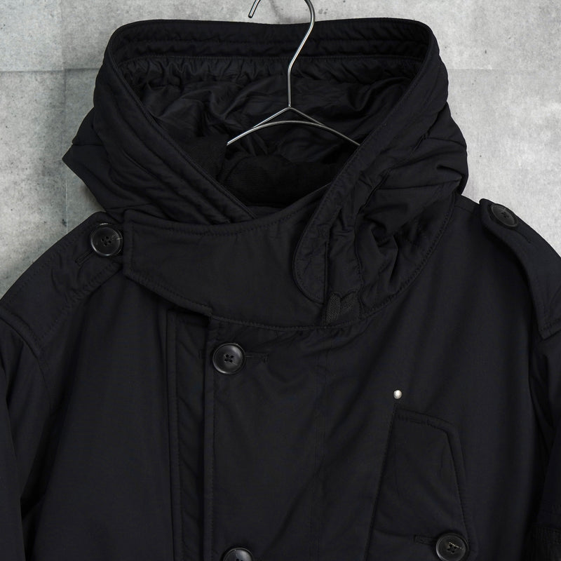 ポロ バイ ラルフローレン レザー切り替え フーデッド 中綿ジャケット コート ブラック