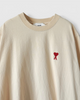 アミパリ アミ パリス ハートロゴ Tシャツ クリーム ベージュ XS レディース