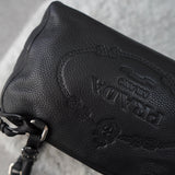 Embossing Logo Leather Mini Boston Bag