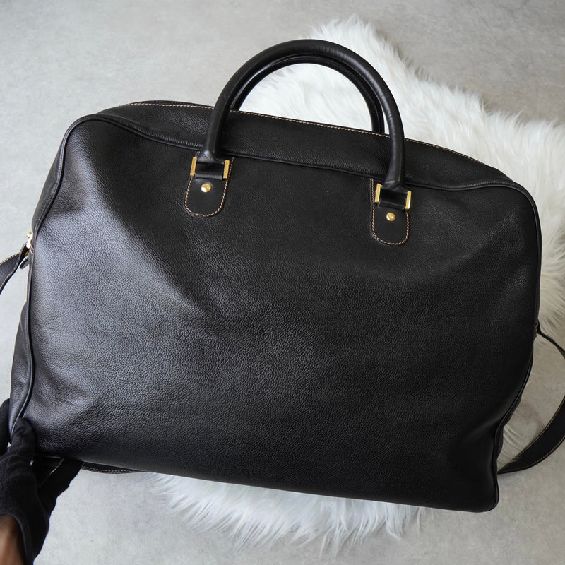 Dunhill Leather 2-Way Boston Bag in Black