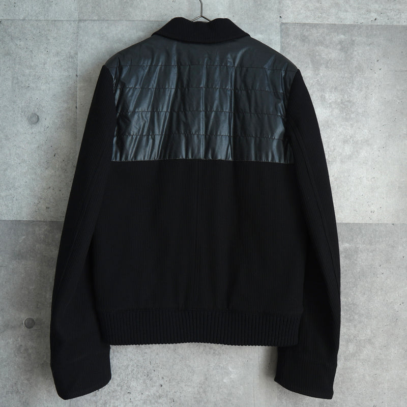ディオール オム エディ期 異素材切り替え 中綿 キルティング ウール ブルゾン ニットジャケット ブラック