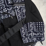 サカイ × レインスプーナー バンダナ柄 ジッパー ダウンジャケット ネイビー / ブラック