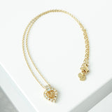 クリスチャン ディオール Diorロゴ ハート ラインストーン ネックレス GPゴールド