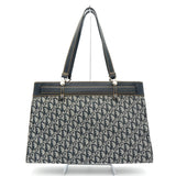 クリスチャン ディオール トロッター キャンバス / レザー トートバッグ ネイビー