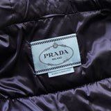 プラダ トライアングルロゴ フーデッド ダウンコート ダウンジャケット ネイビーパープル レディース