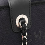 シャネル ドーヴィル キャンバス レザー 2way ハンドバッグ チェーンショルダーバッグ ブラック A番台8桁