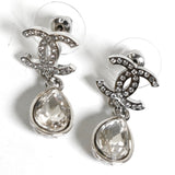 シャネル ココマーク ラインストーン スイング ティアドロップ ストーン ピアス シルバー