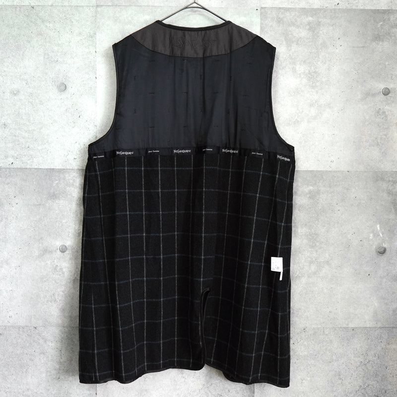 イヴサンローラン ヴィンテージ YSLロゴ ステンカラーコート ダークグレー