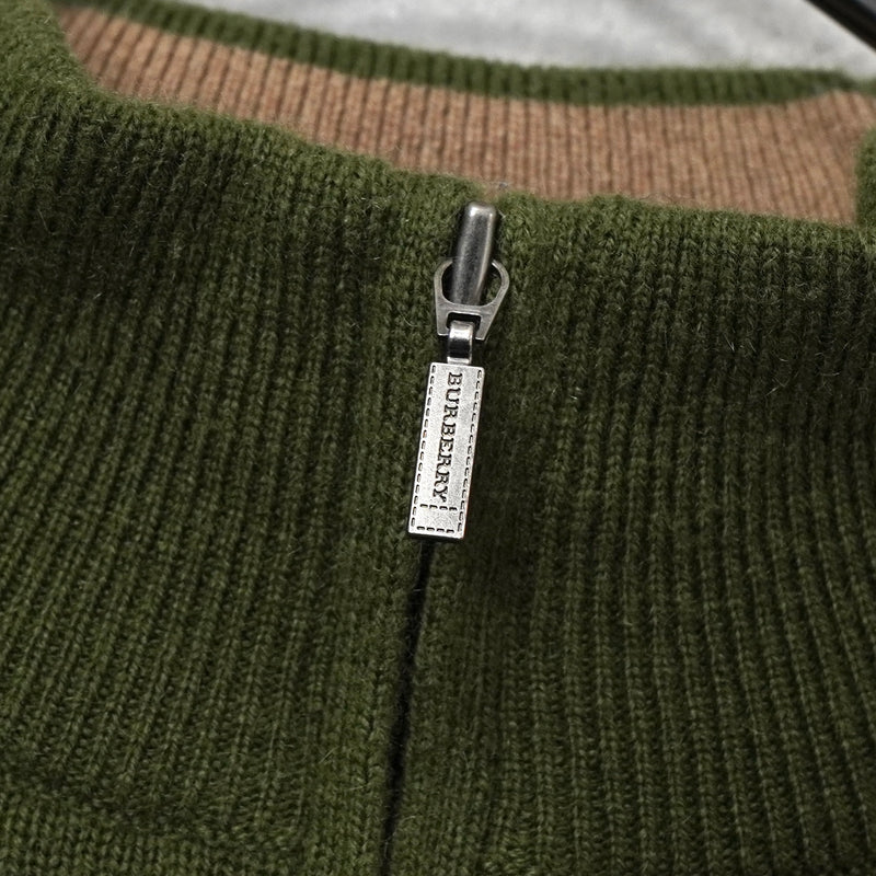 バーバリー ホースロゴ ハーフジップ ニット カーキ