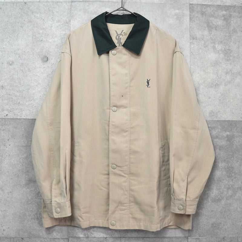 イヴ サンローラン ヴィンテージ YSLロゴ ブルゾン ジャケット ベージュ / モスグリーン