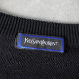 イヴ サンローラン ヴィンテージ YSLロゴ ウール カーディガン ブラック