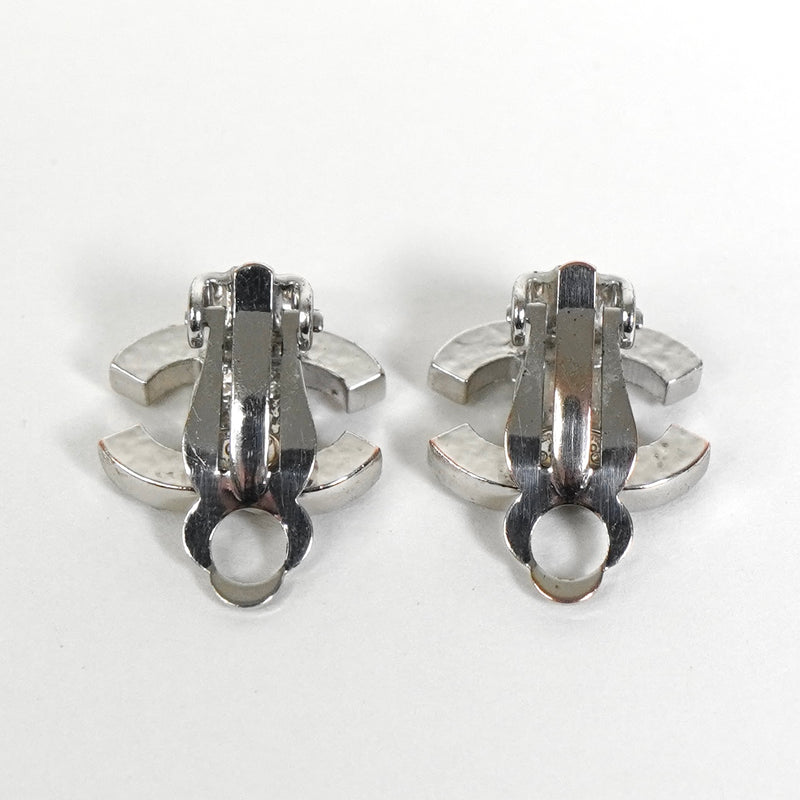 シャネル ココマーク ラインストーン イヤリング シルバー