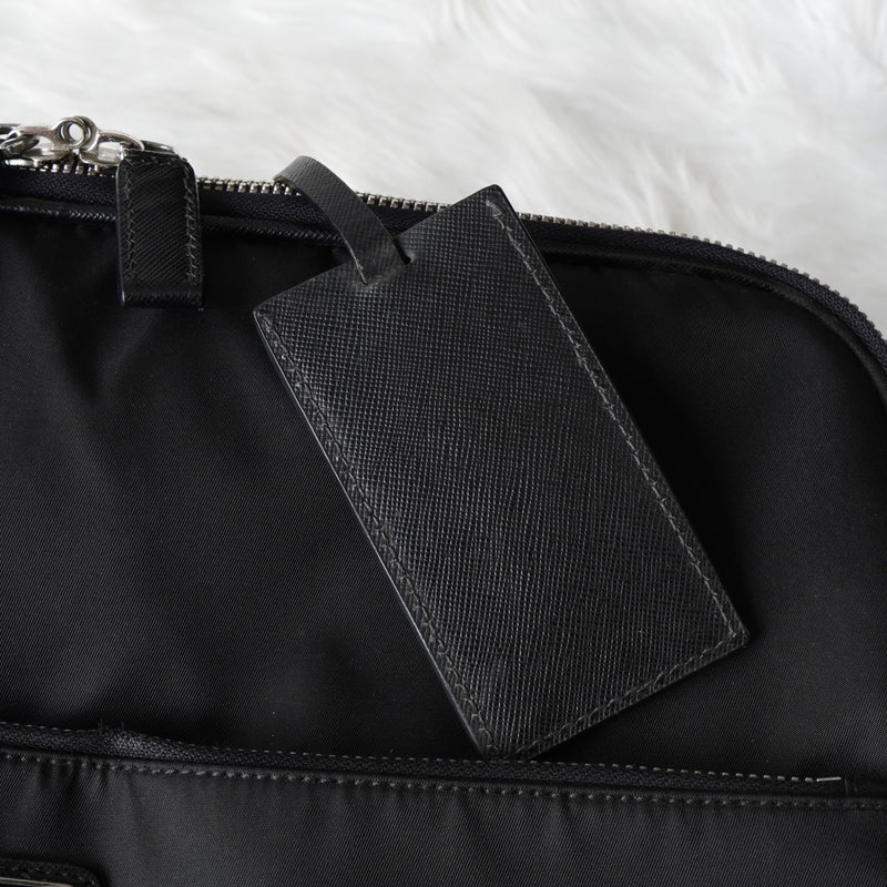 プラダ テスート ポコノ ナイロン / サフィアーノレザー トライアングルロゴ / キャリーバッグ ブラック