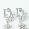ディオール ロゴ ラインストーン スノー クリスタル ピアス シルバー