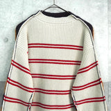 マルニ ドッキング 切り替え ボーダー柄 モヘア ニット キャメル / アイボリー