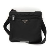 プラダ トライアングルロゴ テスート / レザー ショルダーバッグ ブラック
