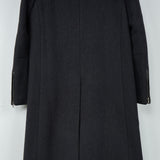 プラダ レザーパイピング フライフロント マオカラー ウール ロングコート グレー レディース