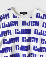 コム デ ギャルソン オム ロゴ 総柄 Tシャツ ホワイト M メンズ レディース