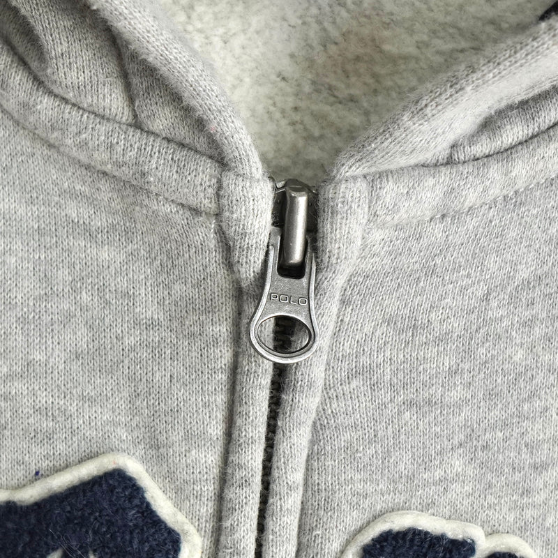ポロ ラルフローレン フェルトロゴ フルジップ パーカー ライトグレー