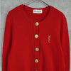 イヴサンローラン ヴィンテージ YSLロゴ 金ボタン コットン カーディガン レッド レディース