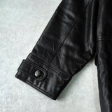 イヴ サンローラン ヴィンテージ 総裏地 YSLロゴボタン レザージャケット レザーブルゾン ブラック