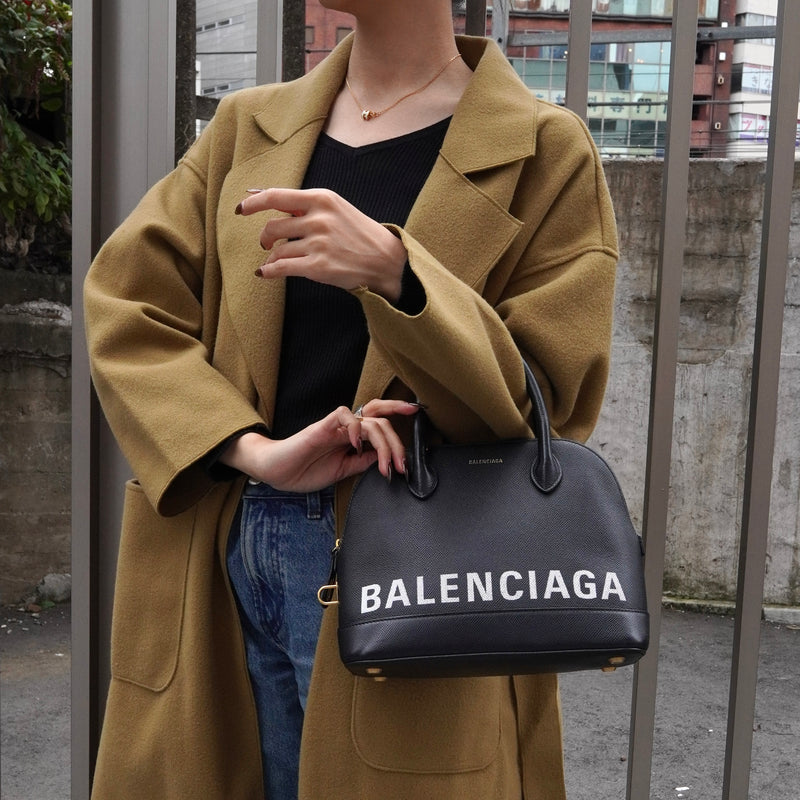 バレンシアガ ヴィル レザー 2way ハンドバッグ ショルダーバッグ ブラック