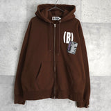 アベイシングエイプ (B)APE SOUNDS LOGO ZIP HOODIE プリント パーカー ブラウン