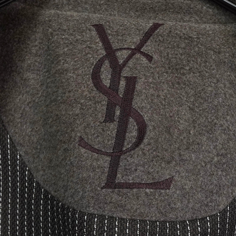 イヴ サンローラン ヴィンテージ YSLロゴ ウールコート チェスターコート ブラウン