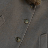 ローレン ラルフローレン カシミヤ混紡 ファー ウールコート ブラウン レディース