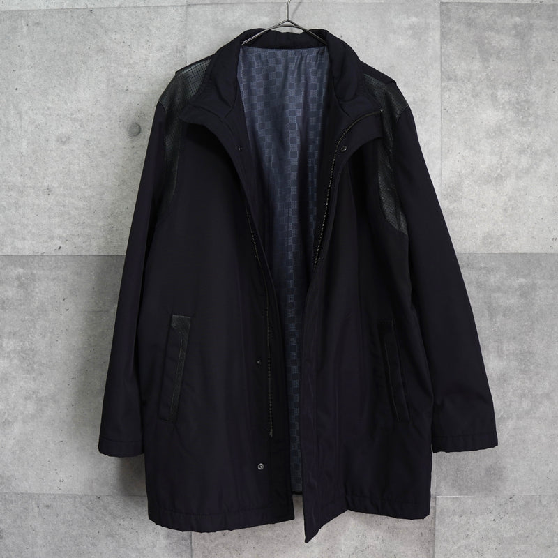 ジバンシィ パンチング フェイクレザー切り替え メンズ ナイロンジャケット ダークネイビー