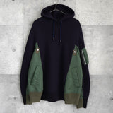 Sponge Sweat × MA-1 Pullover サカイ ドッキング スウェット MA-1 ネイビー / カーキ