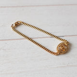 Rhinestone Circle Motif Gold Bracelet