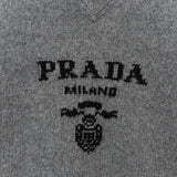 プラダ ロゴ カシミヤ ウール ニット グレー レディース