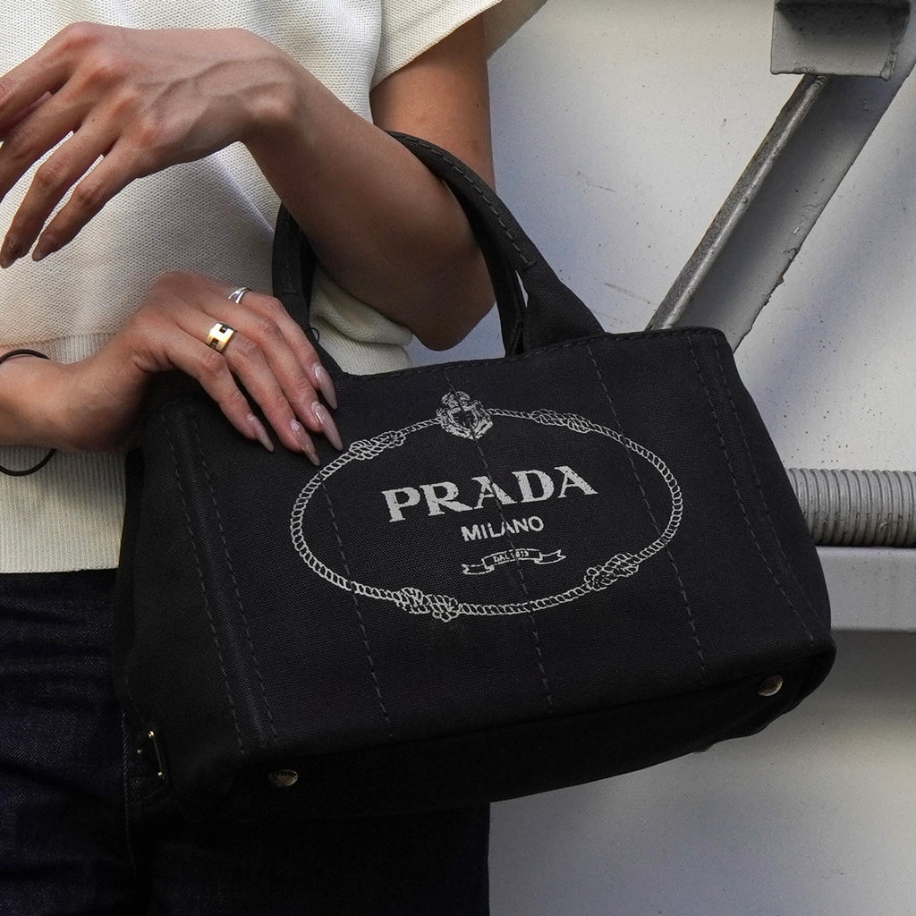 プラダ カナパ キャンバス 2way ハンドバッグ ショルダーバッグ ブラック