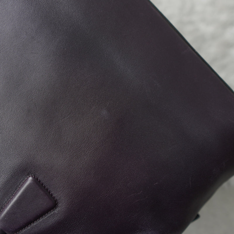 Dark Purple Leather Tote Bag