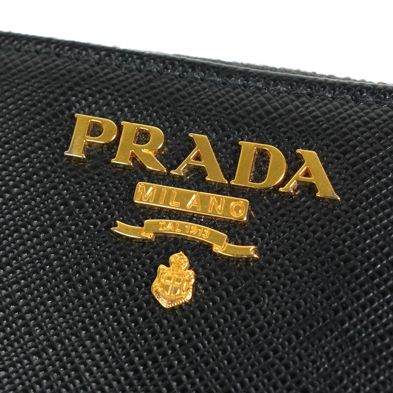 プラダ ロゴ サフィアーノ レザー コインケース ブラック